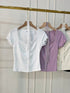 Wide Neck Button Down Lace Detail Tops